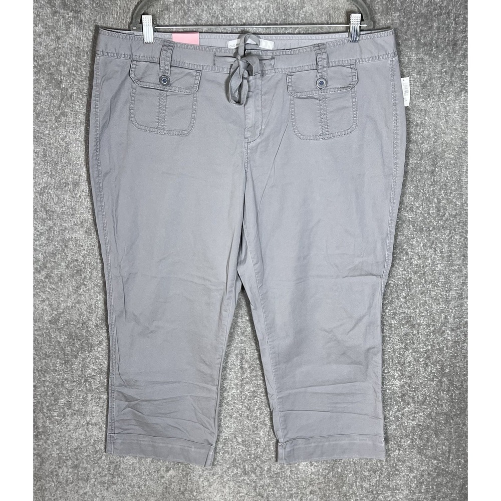Old Navy Flirt Cropped Pants Womens Size 18 Gray Sretch Pockets Y2K Vintage New